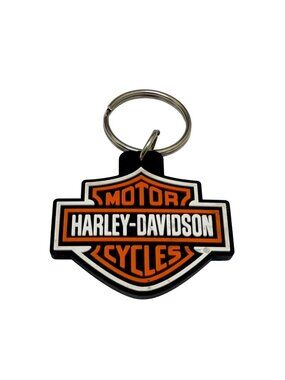 Harley‑Davidson Shield Logo Keychain – Orange & Black Metal Emblem #4179